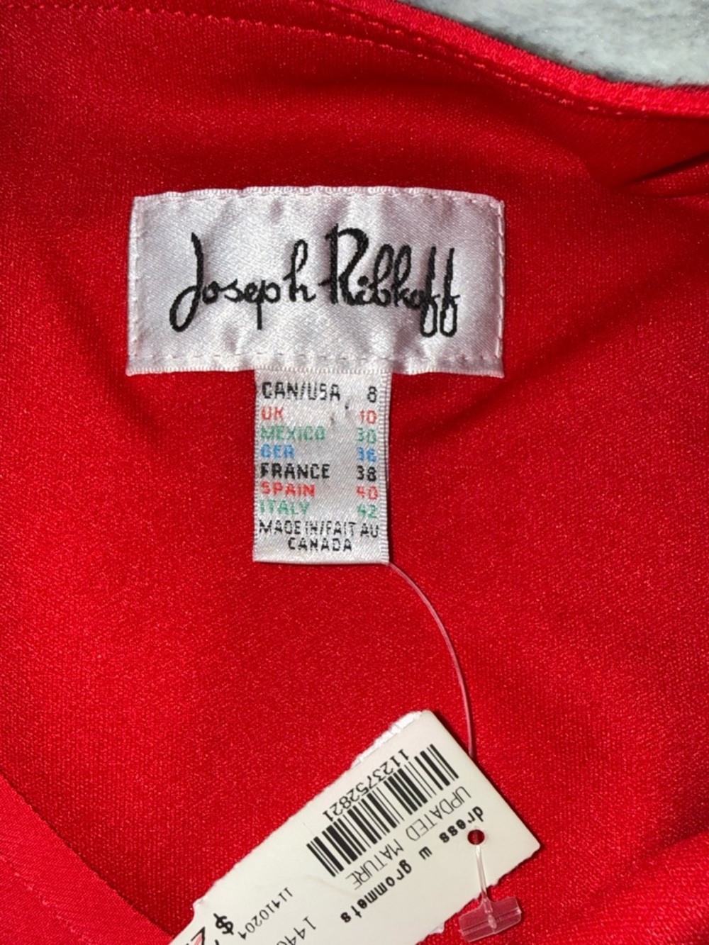 NWT Joseph Ribkoff Bold Red Eyelet-Trim Midi Dress Size 8 - Picture 8 of 8